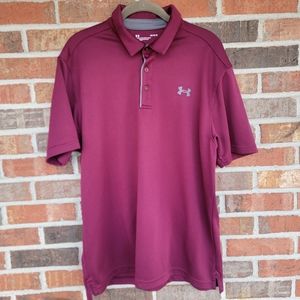 Under Armour Men's Loose Fit Performance Short Sleeved Polo Burgundy and Gray L